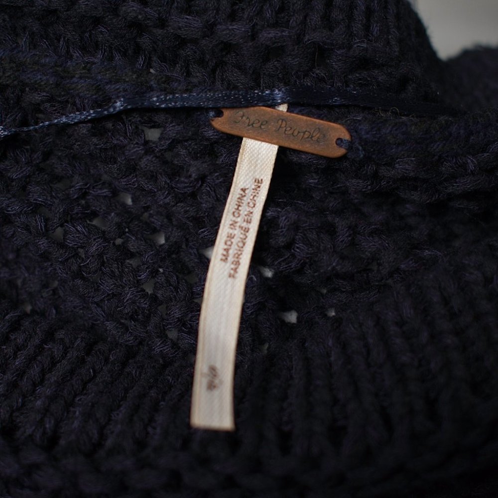 Free People Navy Crochet Sweater Small - Picture 6 of 8